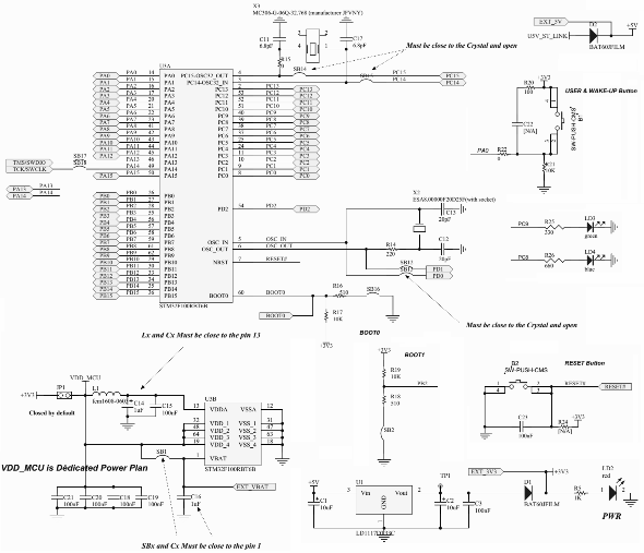 Схема включения МК на STM32vlDiscovery